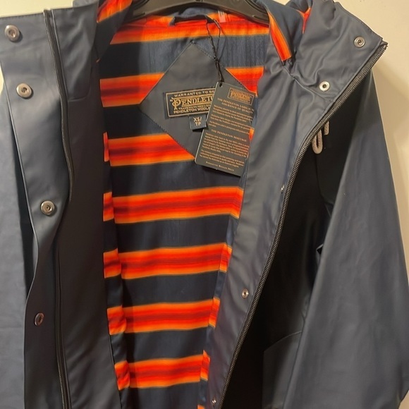NWT Pendleton Navy Newport Hooded Waterproof Raincoat - Picture 7 of 10